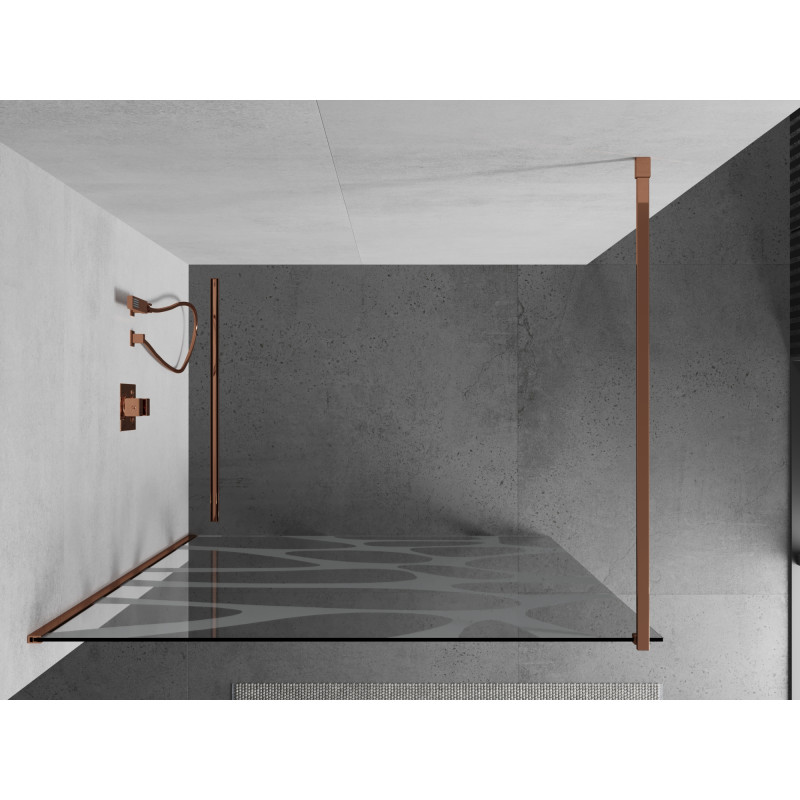 Mexen Kioto Душ панел Walk-in 100 x 200 см, бяла вълна 8 мм, розово злато - 800-100-101-60-97