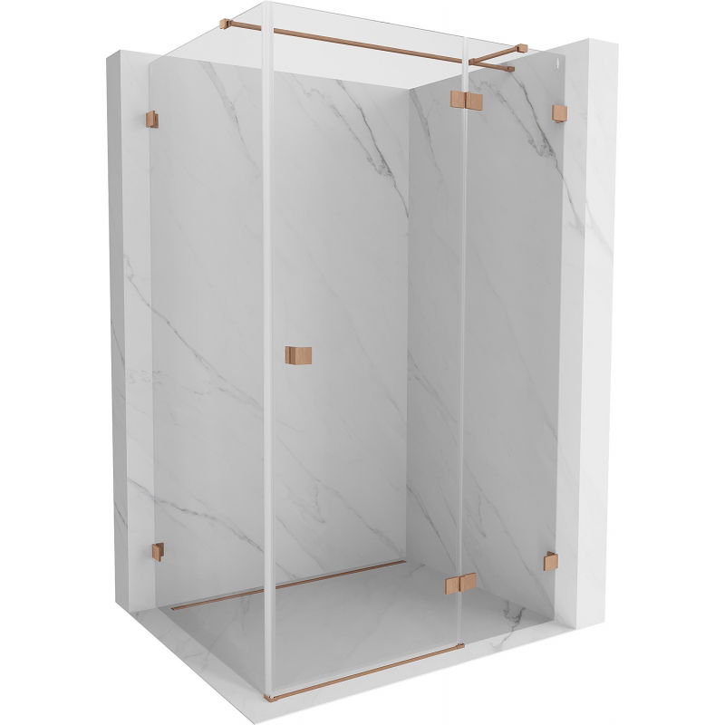 Mexen Lunar T дясна душ кабина 120 x 100 см, прозрачна, четкана мед - 834T-120-100-65-00-P