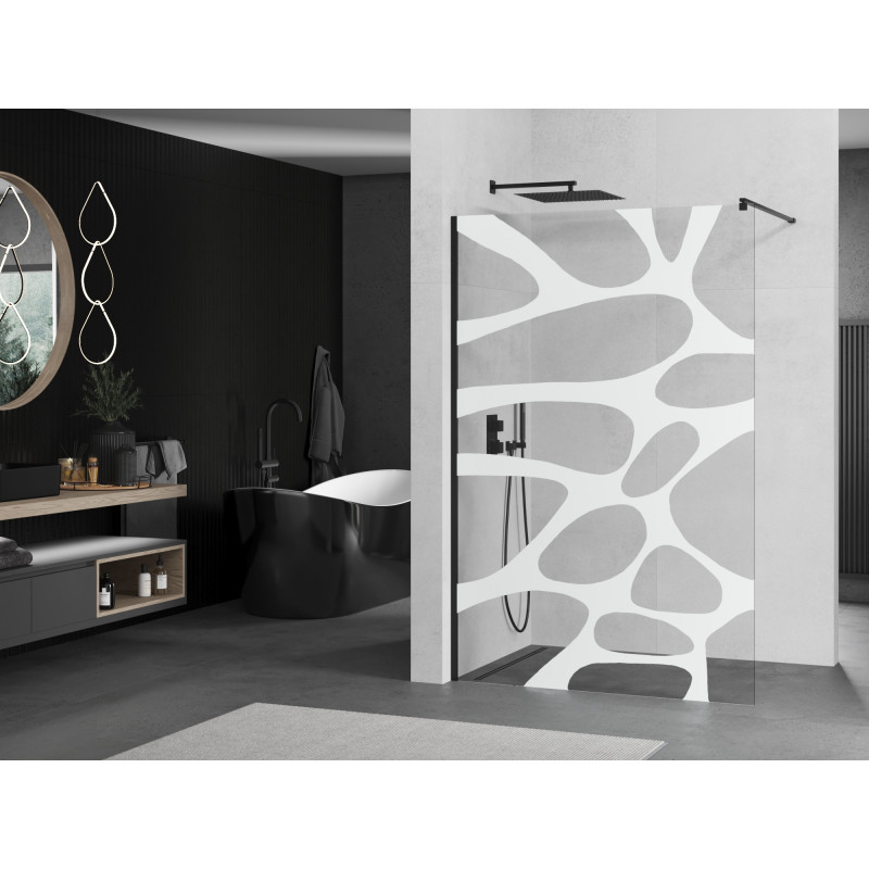Mexen Kioto Душ параван Walk-in 100 x 200 см, бяла вълна 8 мм, черна - 800-100-101-70-97