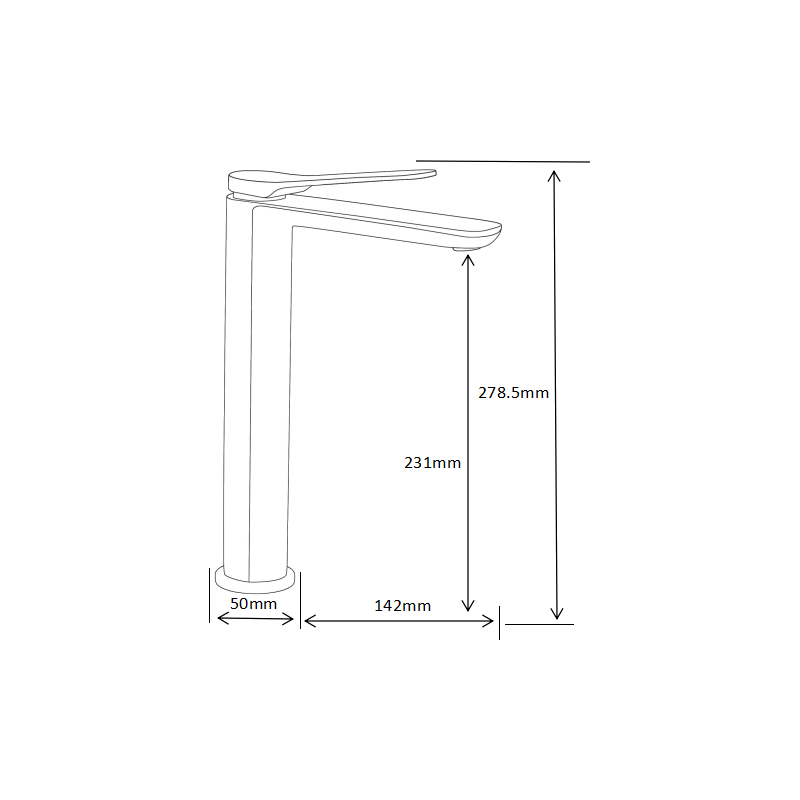 Mexen Largo висок смесител за мивка, черен - 73710-70