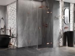 Mexen Lunar T душ кабина с врата, дясна, 120 x 120 см, прозрачна, матирана мед - 834T-120-120-65-00-P