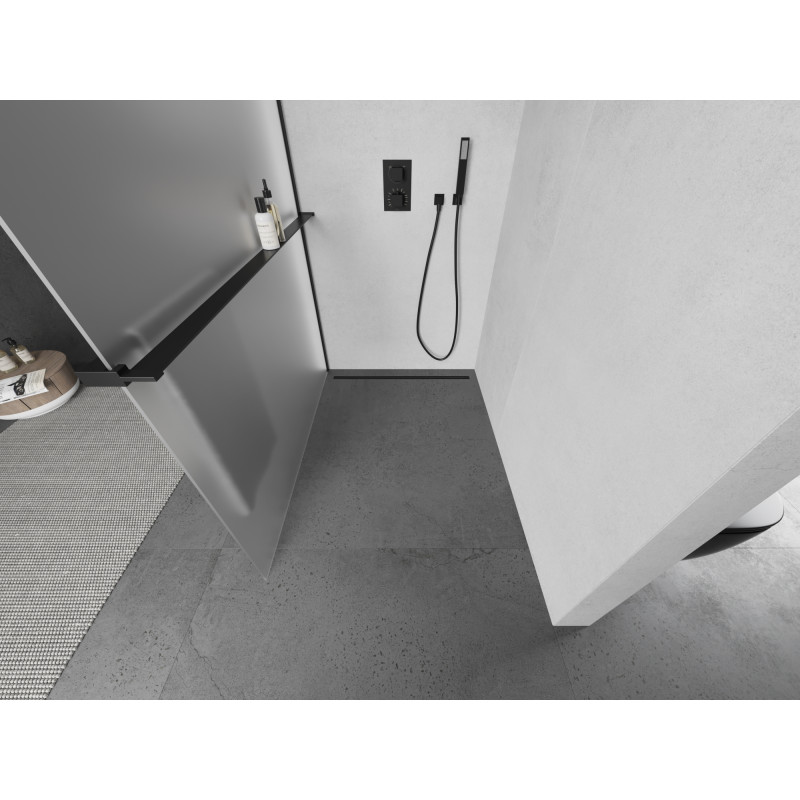 Mexen Kioto+ душ стена с рафт Walk-in 70 x 200 см, матирано, черно - 800-070-121-70-30