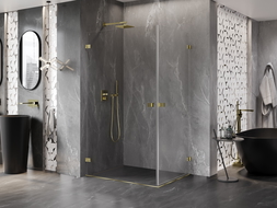 Mexen Lunar-B Duo душ кабина с шарнирно отварящи се врати 85 x 80 см, прозрачна, златна - 832-085L-080P-50-00