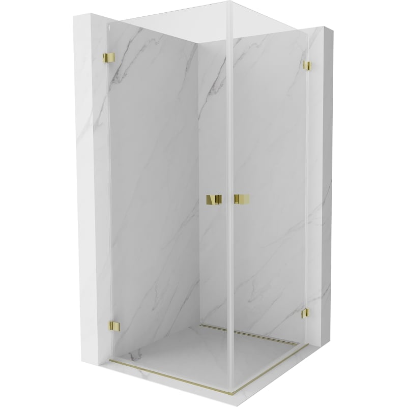 Mexen Lunar-B Duo душ кабина с люлееща се врата 85 x 85 см, прозрачна, златна - 832-085L-085P-50-00