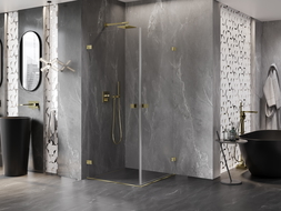 Mexen Lunar-B Duo душ кабина с люлееща се врата 85 x 85 см, прозрачна, златна - 832-085L-085P-50-00