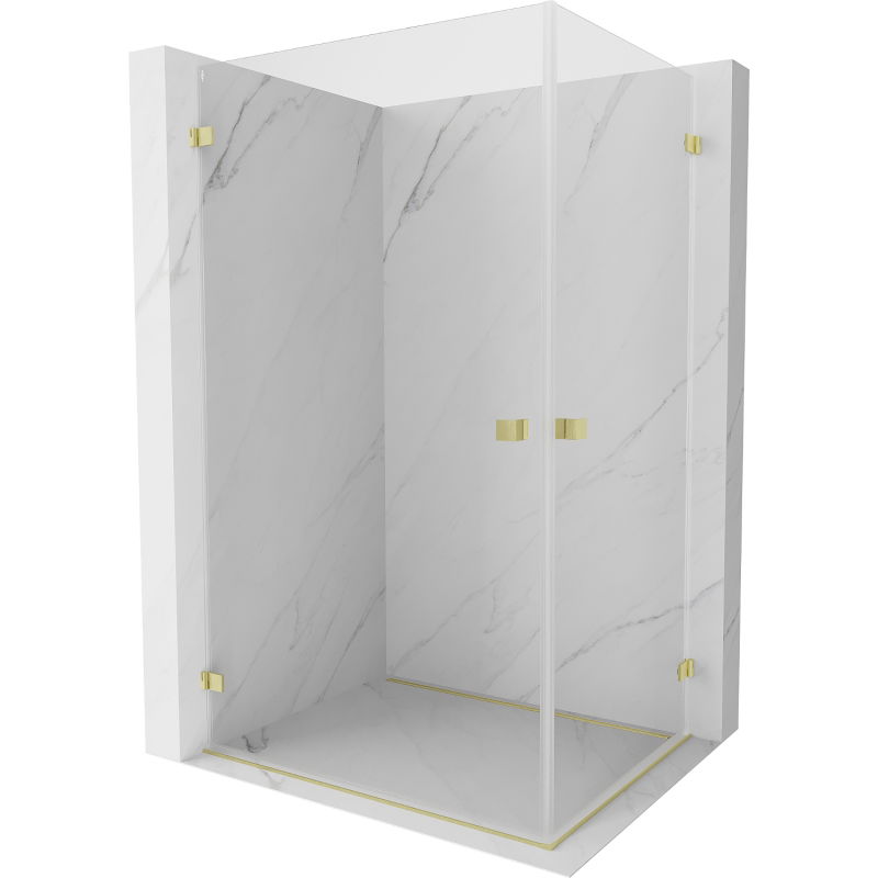 Mexen Lunar-B Duo душ кабина шарнирна 95 x 70 см, прозрачна, златно четкано - 832-095L-070P-55-00