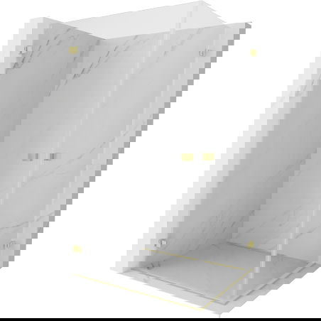 Mexen Lunar-B Duo душ кабина с отварящи се панти 90 x 75 см, прозрачна, златна четкана - 832-090L-075P-55-00