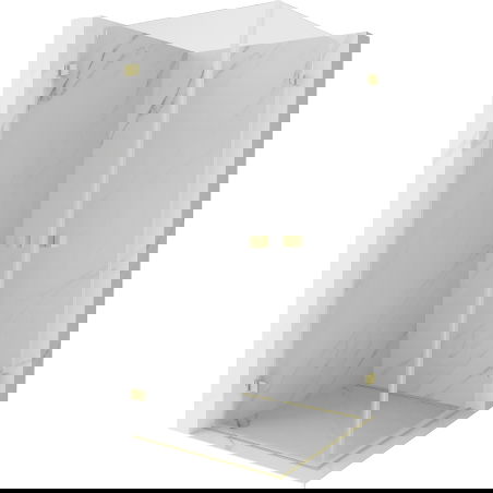 Mexen Lunar-B Duo Душ кабина с отваряща се врата 80 x 80 см, прозрачно стъкло, златисто матирано - 832-080L-080P-55-00