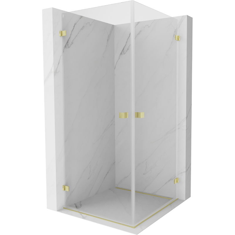 Mexen Lunar-B Duo душ кабина с врати 100 x 100 см, прозрачна, четка злато - 832-100L-100P-55-00