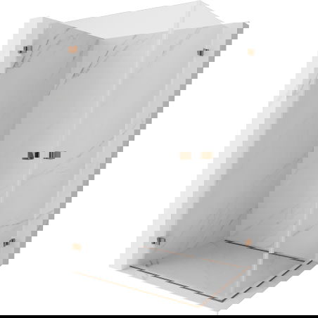 Mexen Lunar-B Duo душ кабина с отварящи се врати 85 x 75 см, прозрачна, розово злато - 832-085L-075P-60-00