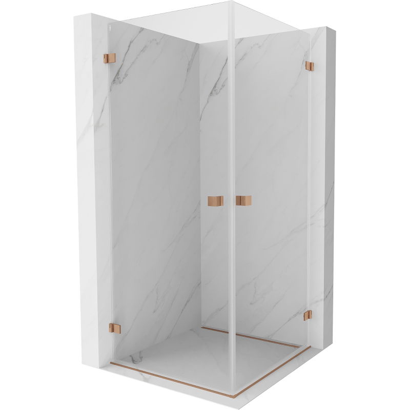 Mexen Lunar-B Duo душ кабина отваряща се 70 x 70 см, прозрачна, четкана мед - 832-070L-070P-65-00