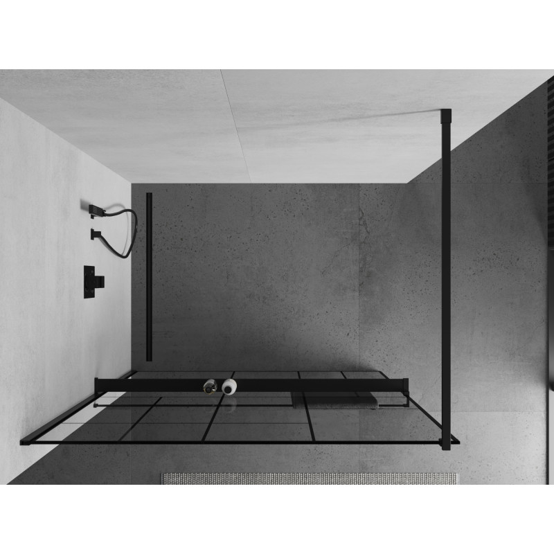 Mexen Kioto+ стена за душ с рафт Walk-in 70 x 200 cm, черен модел, черна - 800-070-121-70-78