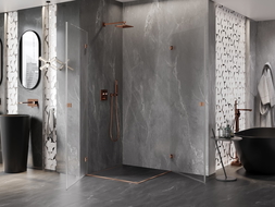 Mexen Lunar-B Duo душ кабина отваряема 90 x 90 см, прозрачно стъкло, матиран мед - 832-090L-090P-65-00