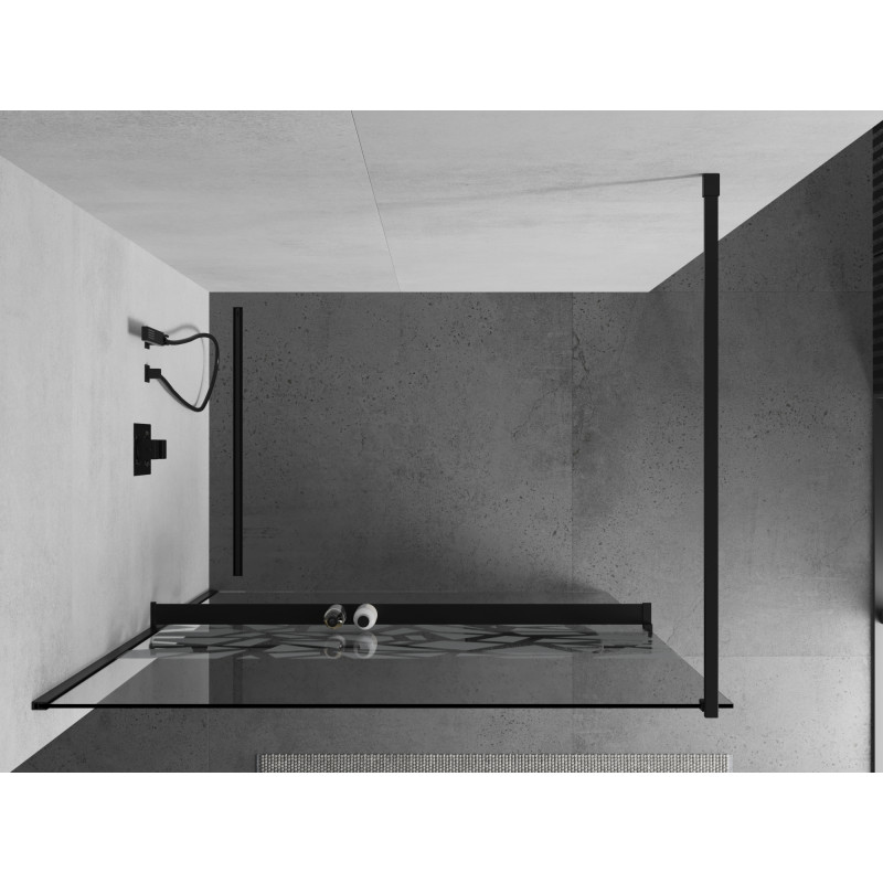Mexen Kioto+ душ параван с рафт Walk-in 80 x 200 cm, бял мотив, черен - 800-080-121-70-85