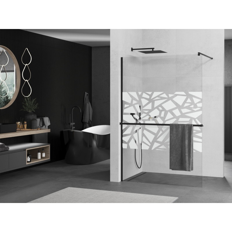 Mexen Kioto+ душ преграда с рафт Walk-in 90 x 200 см, бял модел, черен - 800-090-121-70-85