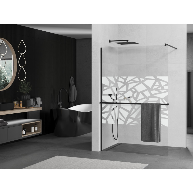 Mexen Kioto+ душ параван с рафт Walk-in 130 х 200 см, бял шарка, черен - 800-130-121-70-85