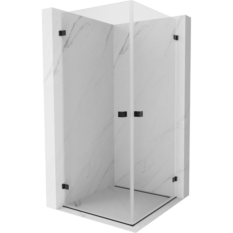 Mexen Lunar-B Duo люлееща се душ кабина 80 x 80 cm, прозрачно, черно - 832-080L-080P-70-00