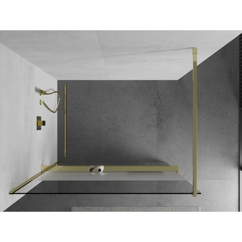 Mexen Kioto+ душекран с рафт Walk-in 70 x 200 см, прозрачен/матов, златен - 800-070-121-50-35