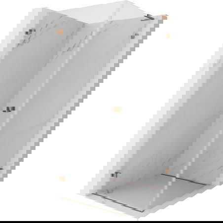 Mexen Lunar-B L душ кабина с отваряща се врата лява 90 x 90 см, прозрачна, розово злато - 832L-090-090-60-00-L