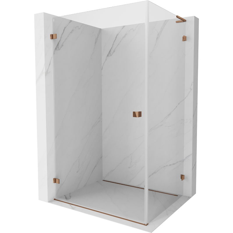 Mexen Lunar-B L лява отваряема душ кабина 95 x 90 см, прозрачна, розово злато - 832L-095-090-60-00-L