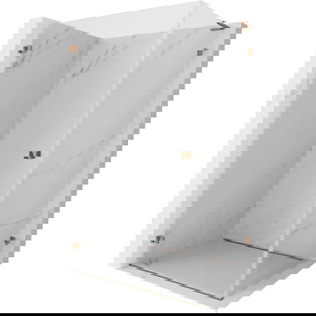 Mexen Lunar-B L ъглова душ кабина лява 100 x 90 см, прозрачна, розово злато - 832L-100-090-60-00-L