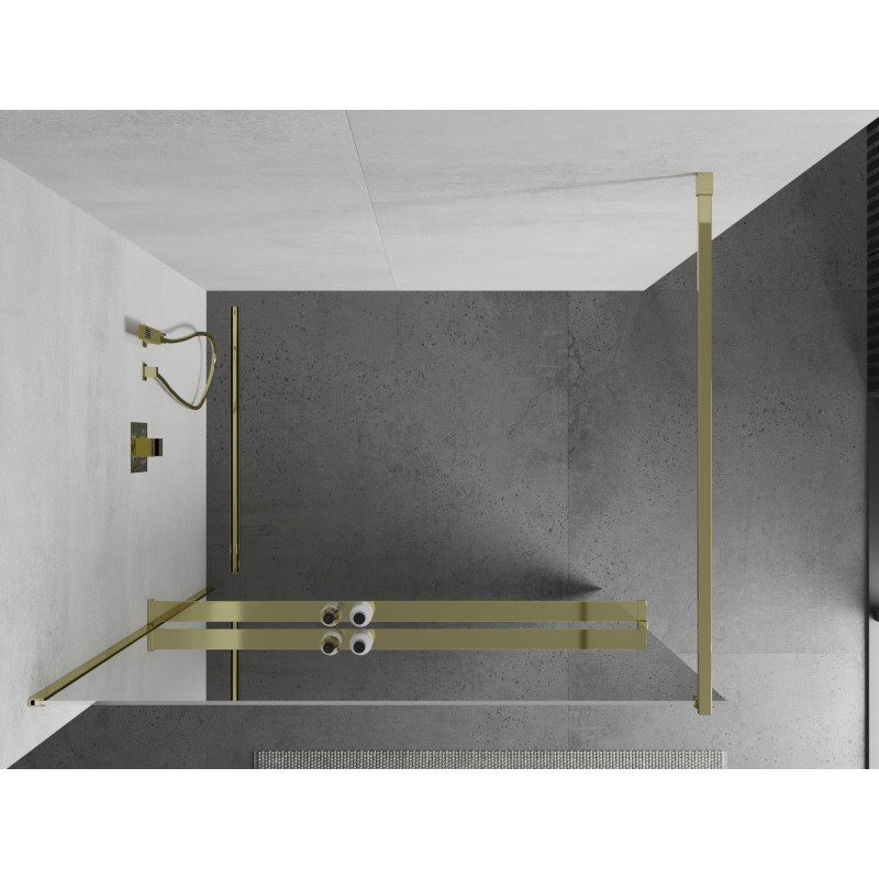Mexen Kioto+ душ-блок с рафт Walk-in 80 x 200 см, огледало, злато - 800-080-121-50-50