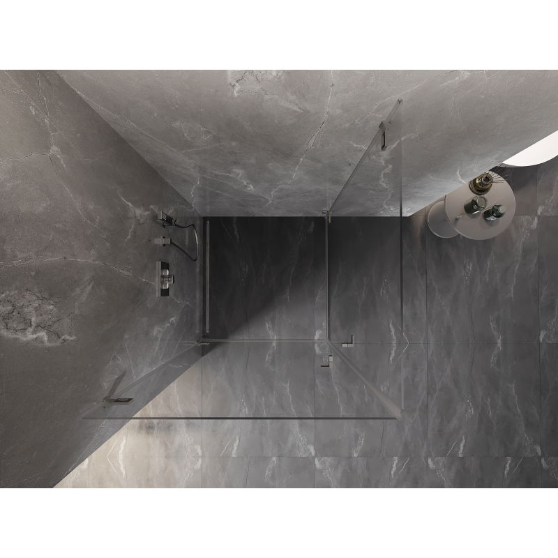 Mexen Lunar-B Duo душ кабина с врати 85 x 85 см, прозрачен, четкан никел - 832-085L-085P-97-00