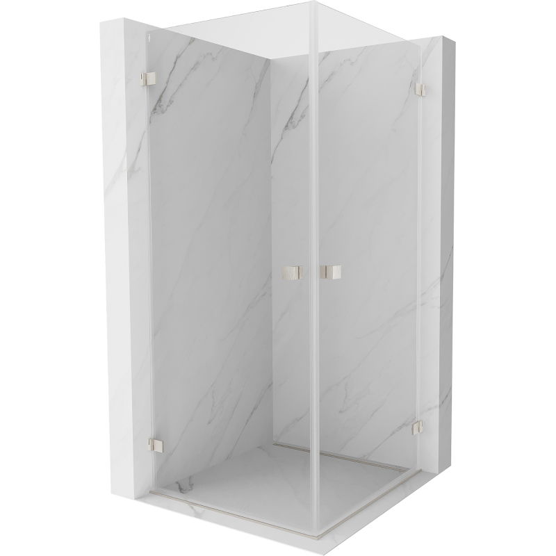 Mexen Lunar-B Duo сгъваема душ кабина 100 x 100 см, прозрачна, матиран никел - 832-100L-100P-97-00