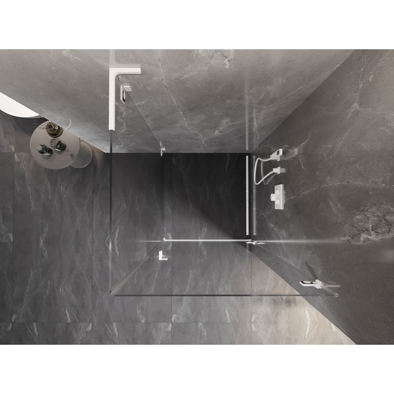 Mexen Lunar-B L дясна отваряема душ кабина 90 x 90 см, прозрачна, бяла - 832L-090-090-20-00-P