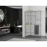 Mexen Kioto+ стенна преграда за душ с рафт Walk-in 130 x 200 см, черен мотив, златен