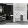 Mexen Kioto+ душ стена с рафт Walk-in 100 x 200 см, бял модел, златна - 800-100-121-50-85