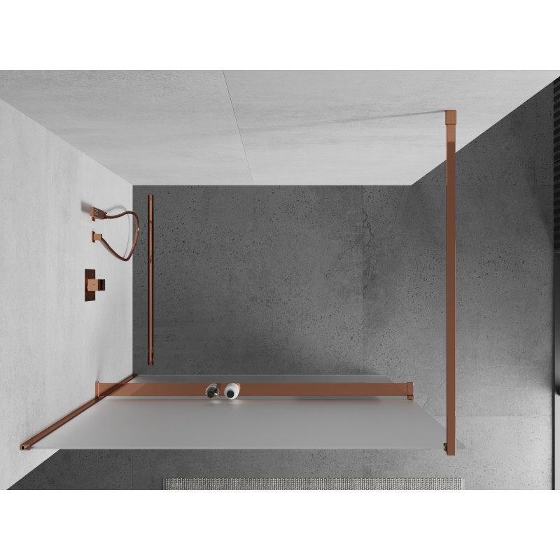 Mexen Kioto+ душ параван с рафт Walk-in 100 x 200 cm, скреж, розово злато - 800-100-121-60-30