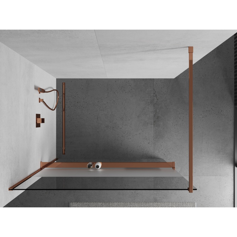 Mexen Kioto+ душ кабина с рафт Walk-in 80 x 200 см, прозрачно/матирано, розово злато