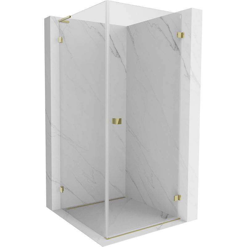 Mexen Lunar-B L душ кабина с панти дясна 90 x 90 см, прозрачна, златна - 832L-090-090-50-00-P