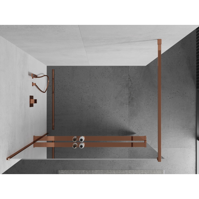 Mexen Kioto+ душова преграда с рафт Walk-in 110 x 200 см, огледало, розово злато