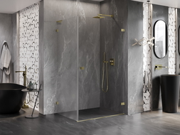 Mexen Lunar-B L кабина за душ с врата, дясна 95 x 70 см, прозрачна, златиста матова - 832L-095-070-55-00-P