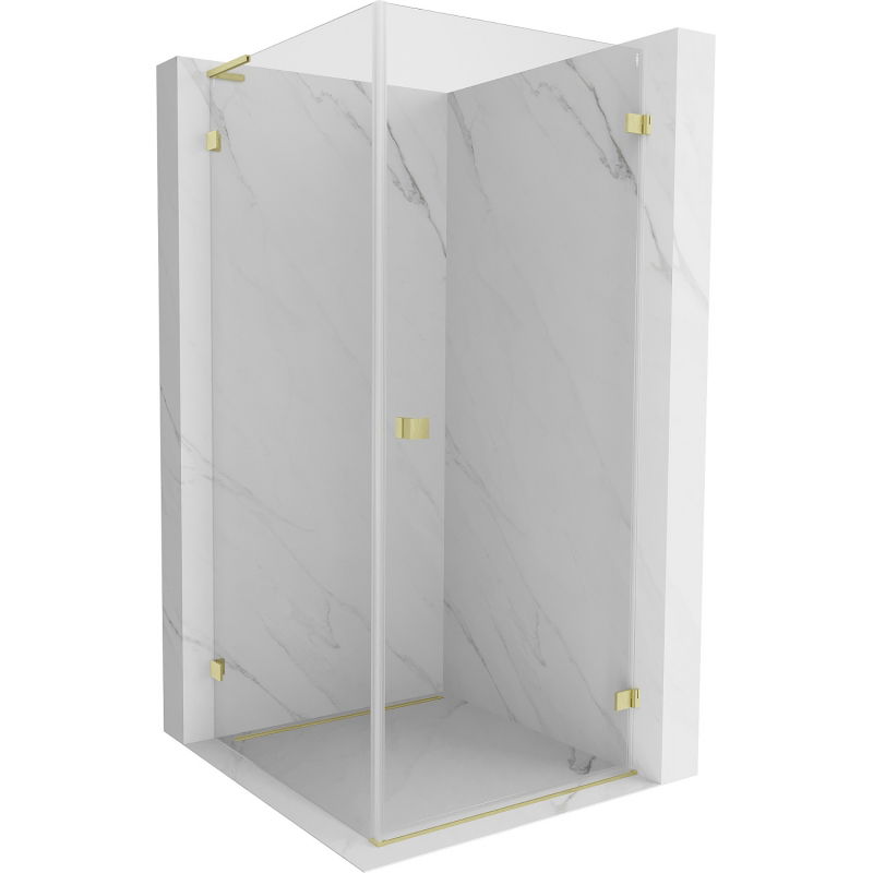Mexen Lunar-B L правоотворяща се душ кабина 90 x 90 см, прозрачна, злато матирано - 832L-090-090-55-00-P
