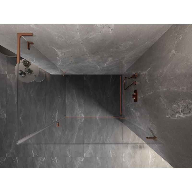 Mexen Lunar-B L дясна душ кабина 90 x 80 см, прозрачна, четкана мед - 832L-090-080-65-00-P