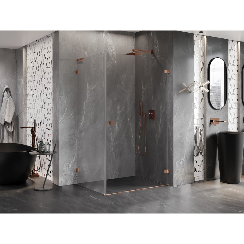 Mexen Lunar-B L права отваряща се душ кабина 95 x 80 см, прозрачна, четкана мед