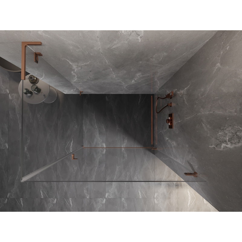 Mexen Lunar-B L права отваряща се душ кабина 95 x 80 см, прозрачна, четкана мед