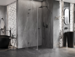 Mexen Lunar-B L ъглова душ кабина отваряща се надясно 70 x 70 см, прозрачна, оръжеен сив матов - 832L-070-070-66-00-P