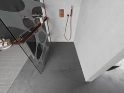 Mexen Kioto+ душ панел със стойка Walk-in 120 x 200 см, бяла вълна, розово злато - 800-120-121-60-97