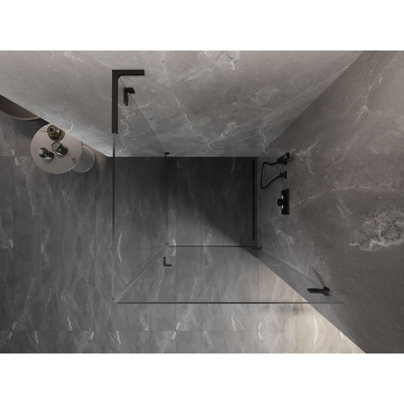 Mexen Lunar-B L душ кабина с панти дясна 90 x 90 см, прозрачна, черна - 832L-090-090-70-00-P