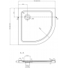 Mexen Rio полукръгла душ кабина 90 x 90 cm, матирано, хром + поддушово корито Flat, бял - 863-090-090-01-30-4110
