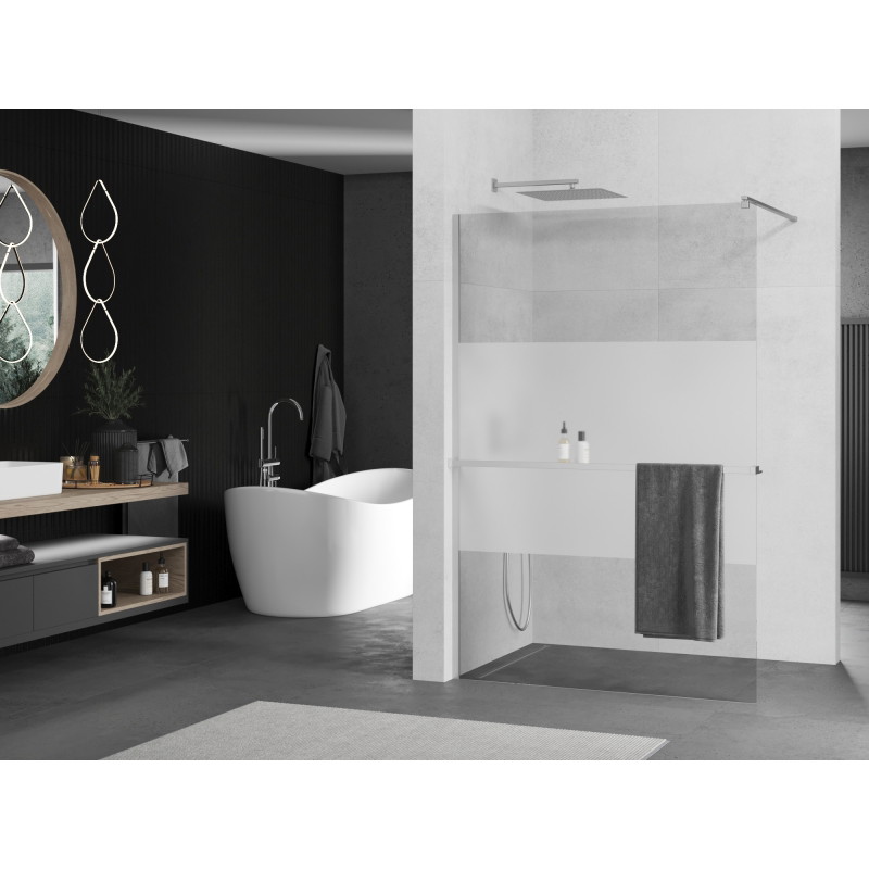 Mexen Kioto+ душ екран с рафт Walk-in 140 x 200 см, прозрачен/матов, хром - 800-140-121-01-35