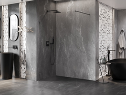 Mexen Lunar душ стена Walk-in лява 100 x 200 cm, прозрачна 8 mm, пистолетно сив матов - 830-100-000-66-00-L