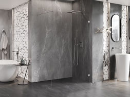 Душ панел Мексен Лунар, Walk-in десен 160 x 200 см, прозрачен 8 мм, хром - 830-160-000-01-00-P