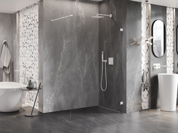 Mexen Lunar преградна стена за душ Walk-in дясна 70 x 200 см, прозрачна 8 мм, бяла - 830-070-000-20-00-P