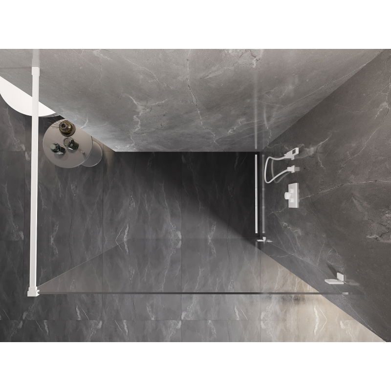 Mexen Lunar душ за стена Walk-in десен 160 x 200 cm, прозрачен 8 mm, бял - 830-160-000-20-00-P