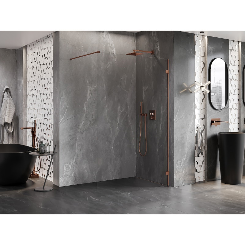 Mexen Lunar душ стена Walk-in дясна 60 x 200 cm, прозрачно 8 mm, розово злато